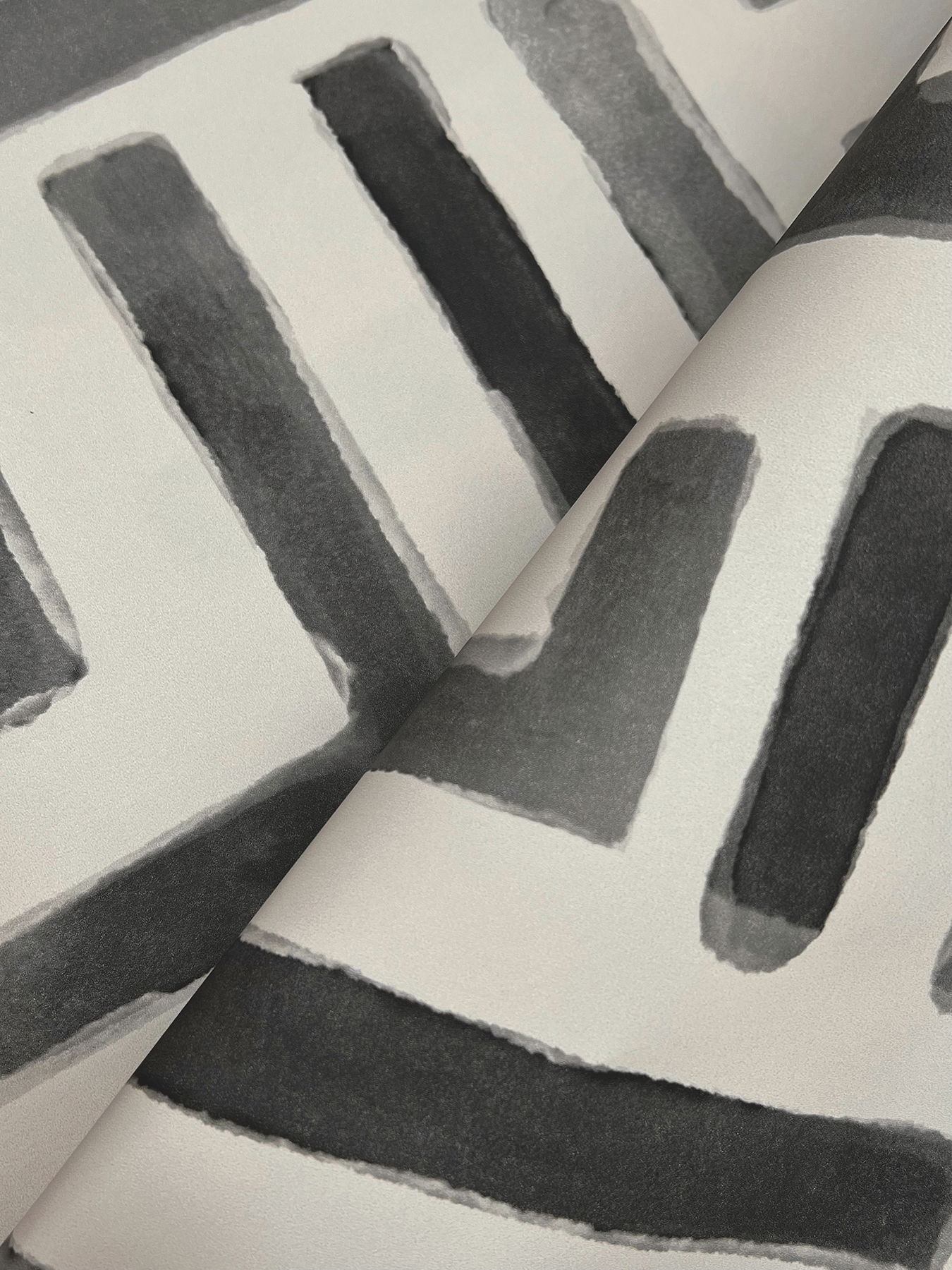 Painterly Labyrinth Charcoal Wallpaper large image 
