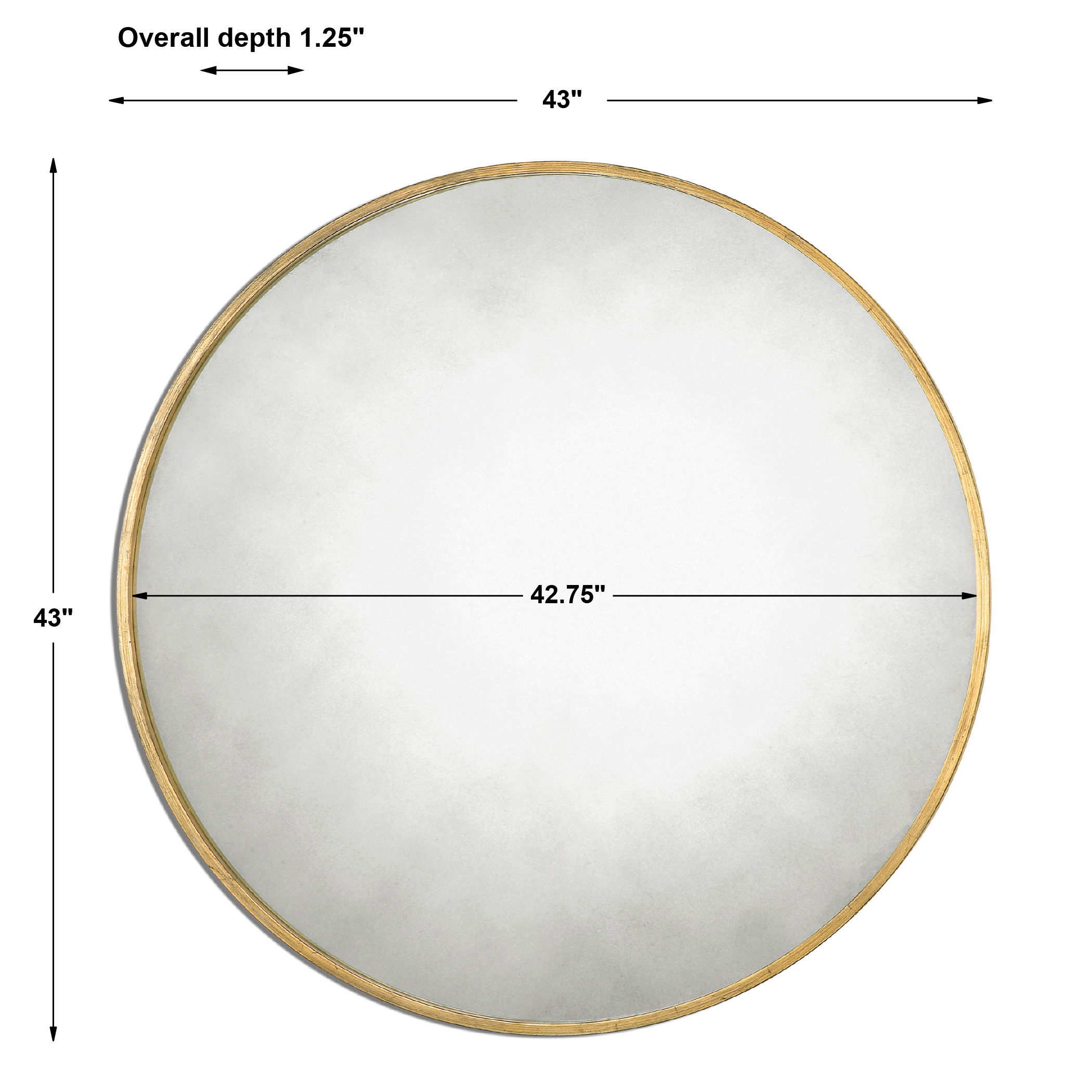 Junius Round Gold Mirror, by Uttermost, 43" width x 43" height x 1.25" depth View 3