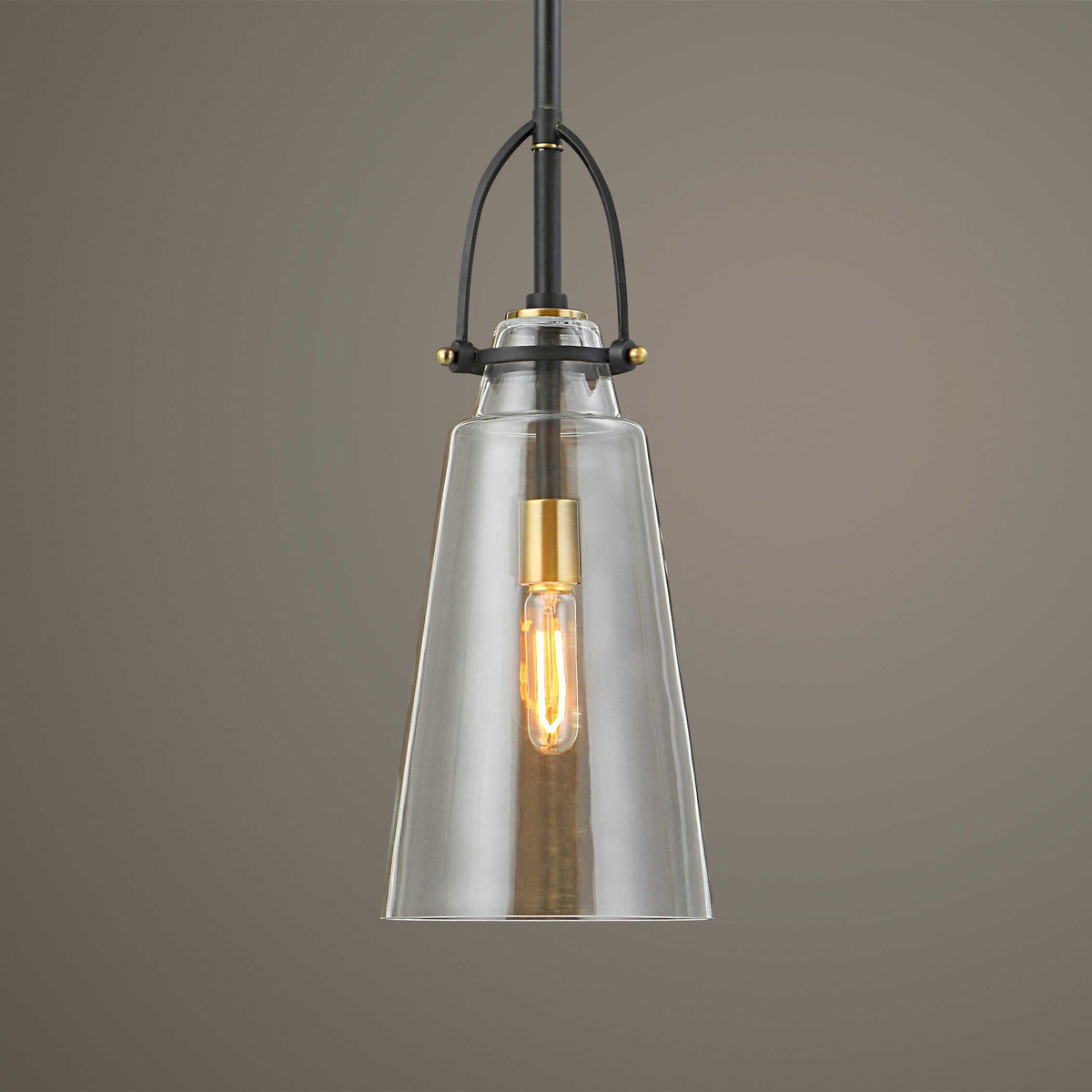 Saugus Industrial 1 Light Pendant, by Uttermost, 8" width x 1'8" height x 8" diameter x 8" depth View 2