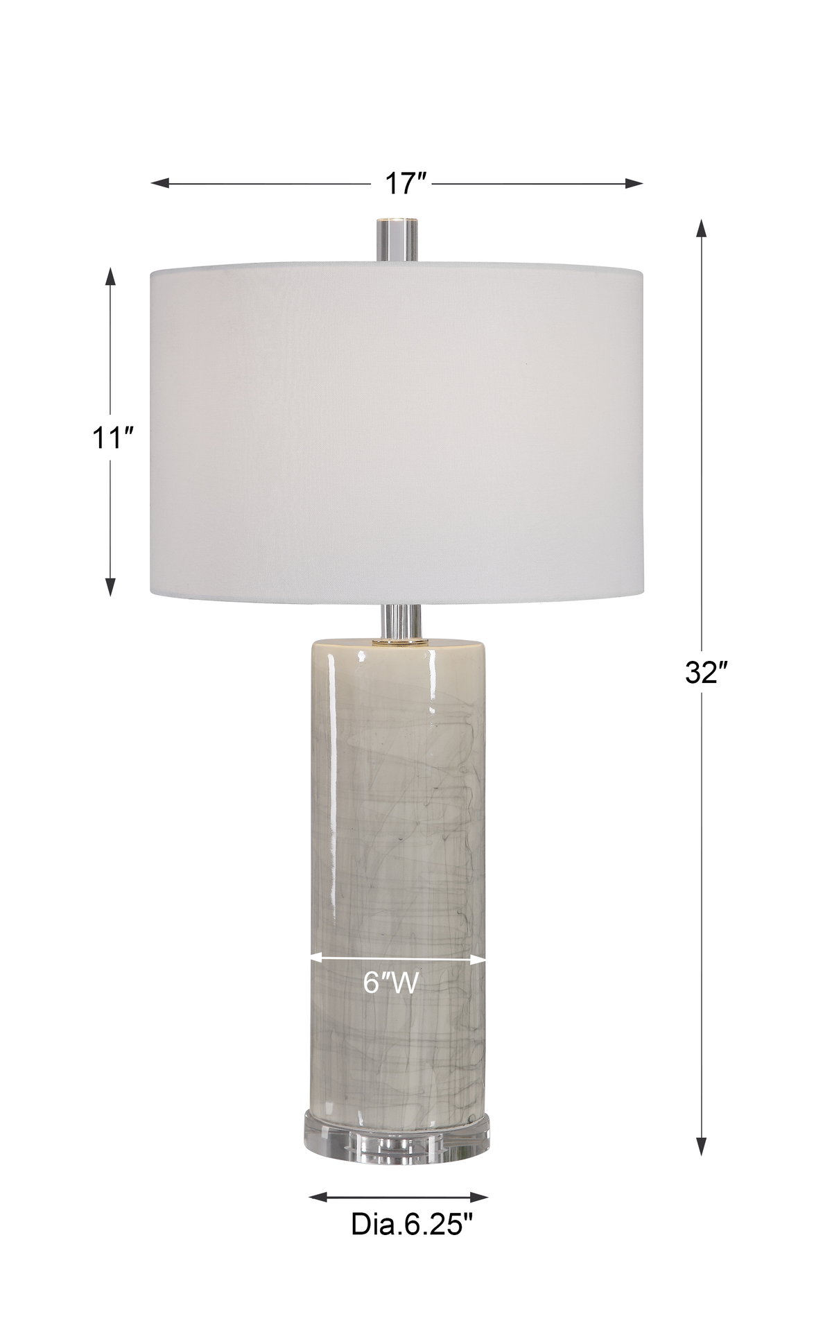 Zesiro Modern Table Lamp, by Uttermost, 17" width x 32" height x 17" depth View 3