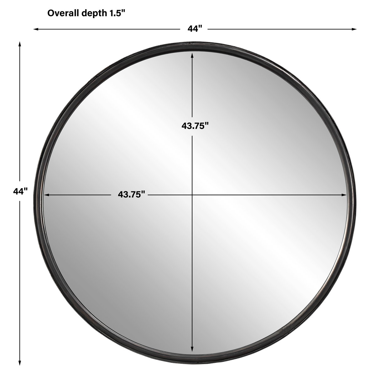 Dawsyn Round Mirror, by Uttermost, 3'8" width x 3'8" height x 1.5" depth View 3