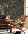 Hexagram Wood Veneer Brown & Black Wallpaper, by York Wall, 24' length x 3' width x 0.02" depth thumbnail 2