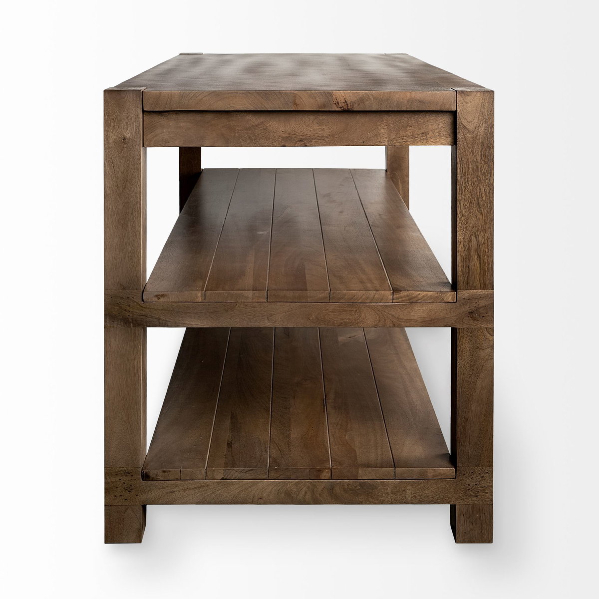 Emeril Brown Solid Wood Two-Tier Smooth Counter Top Kitchen Island, by Mercana, 60" length x 30" width x 35" height View 3