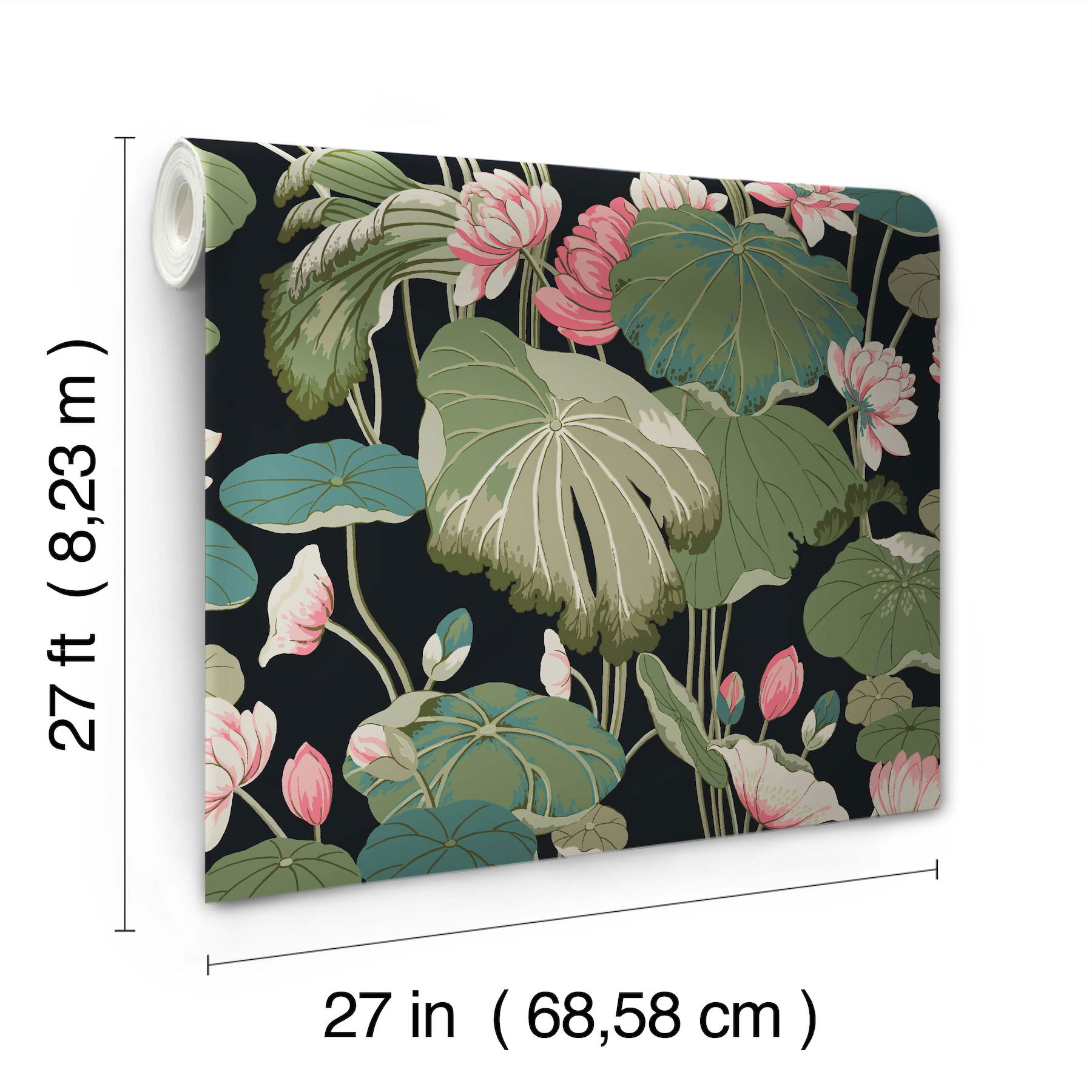 Lotus Pond Black & Pink Wallpaper Lotus Pond Black & Pink Wallpaper large image