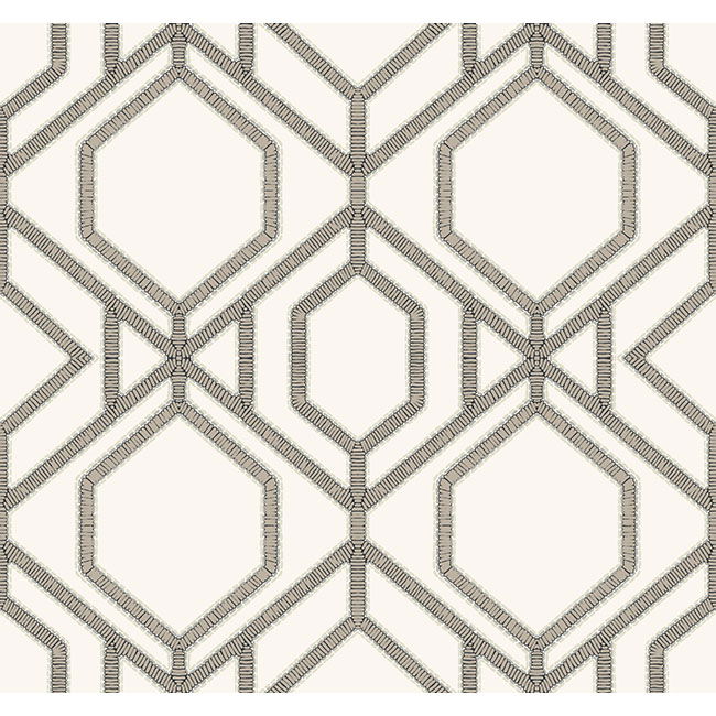Sawgrass Trellis White & Taupe Wallpaper large image 