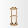 Andy II Small Natural Wood Cylindrical Lantern, Lighting by Mercana, 8.27" length x 8.27" width x 25.59" height thumbnail 4