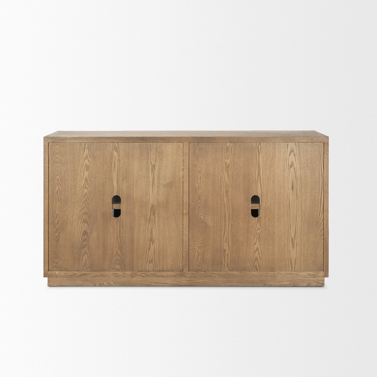 Sina Brown Oak Wood with Natural Rattan 4 Door Sideboard, Sideboards & Buffet by Mercana, 64.17" length x 17.72" width x 33.46" height View 8