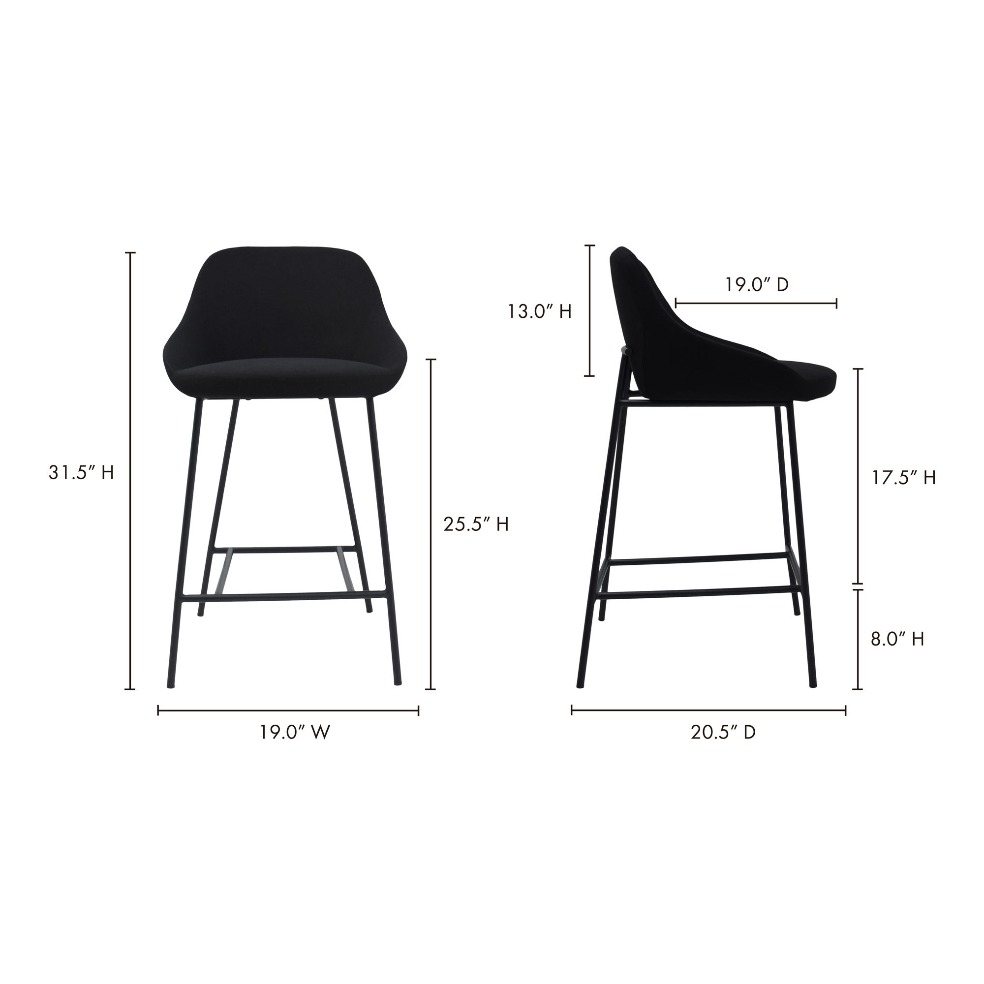 Shelby Counter Stool Black large image 