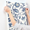 Watercolor Jacobean Blue & White Wallpaper, by York Wall, 27' length x 2'3" width x 0.02" depth thumbnail 8