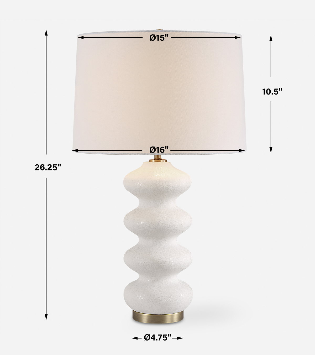 Liora White Table Lamp, by Uttermost, 16" width x 26.25" height x 16" depth View 3