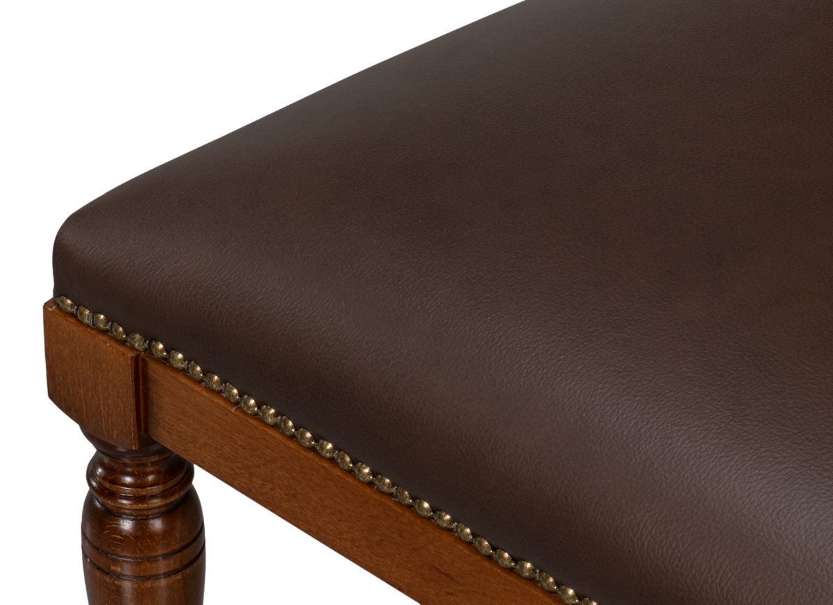 Camile Leather Side Chair  Brown, by Sarreid, 2'3" length x 1'9" width x 3'3" height View 5