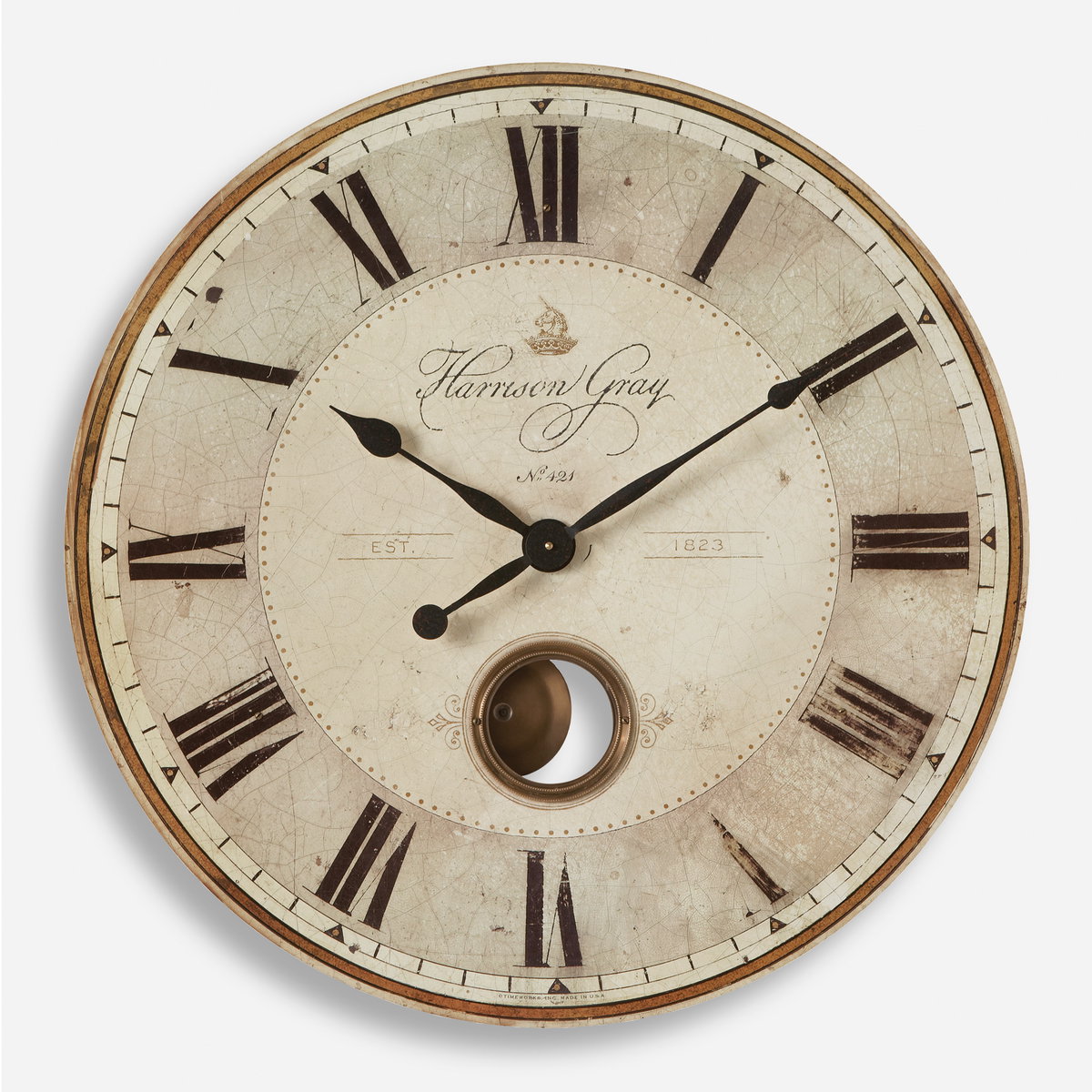 Harrison Gray 30' Clock, by Uttermost, 30" width x 30" height x 2.5" depth View 1