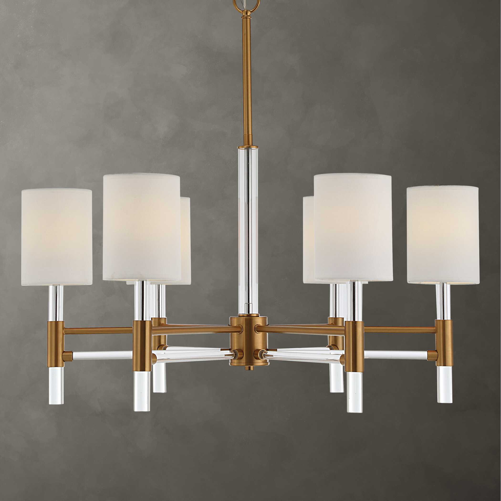 Welkin 6 Light Modern Chandelier, Ceiling Light by Uttermost, 30" width x 27.75" height x 30" diameter x 30" depth View 2