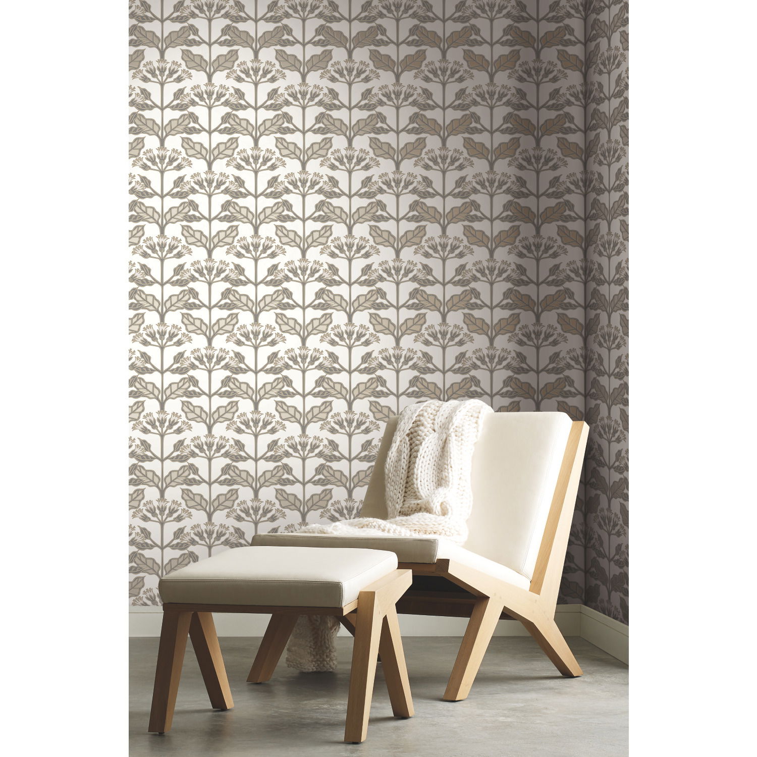 Tracery Blooms White Wallpaper large image 