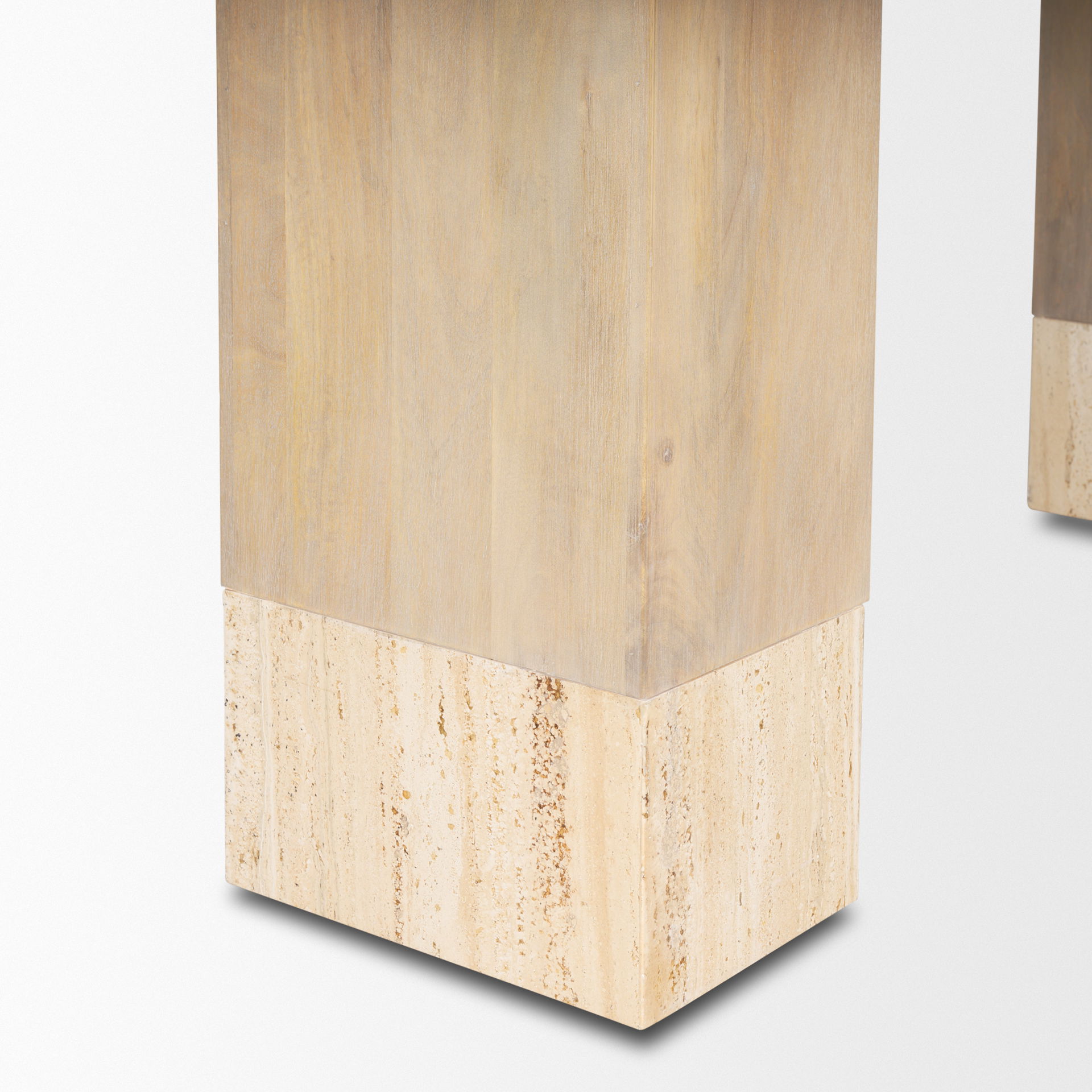 Shivon 94' Light Brown Mango Wood with Travertine Dining Table large image 