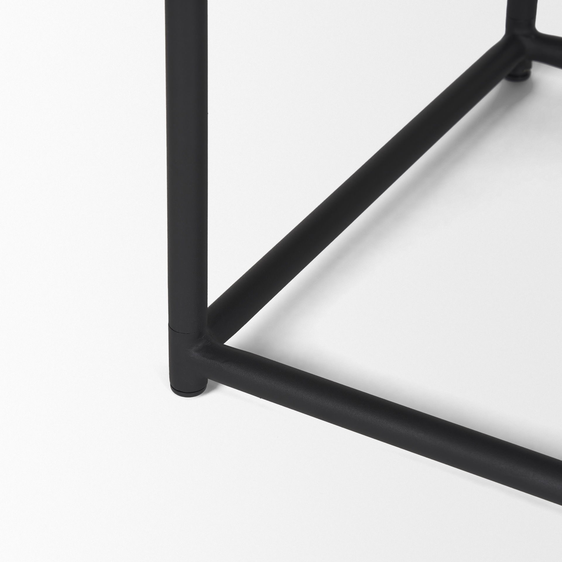 Taniel Black Leather with Black Metal Stool, Ottoman by Mercana, 23.25" length x 16" width x 17.5" height View 7