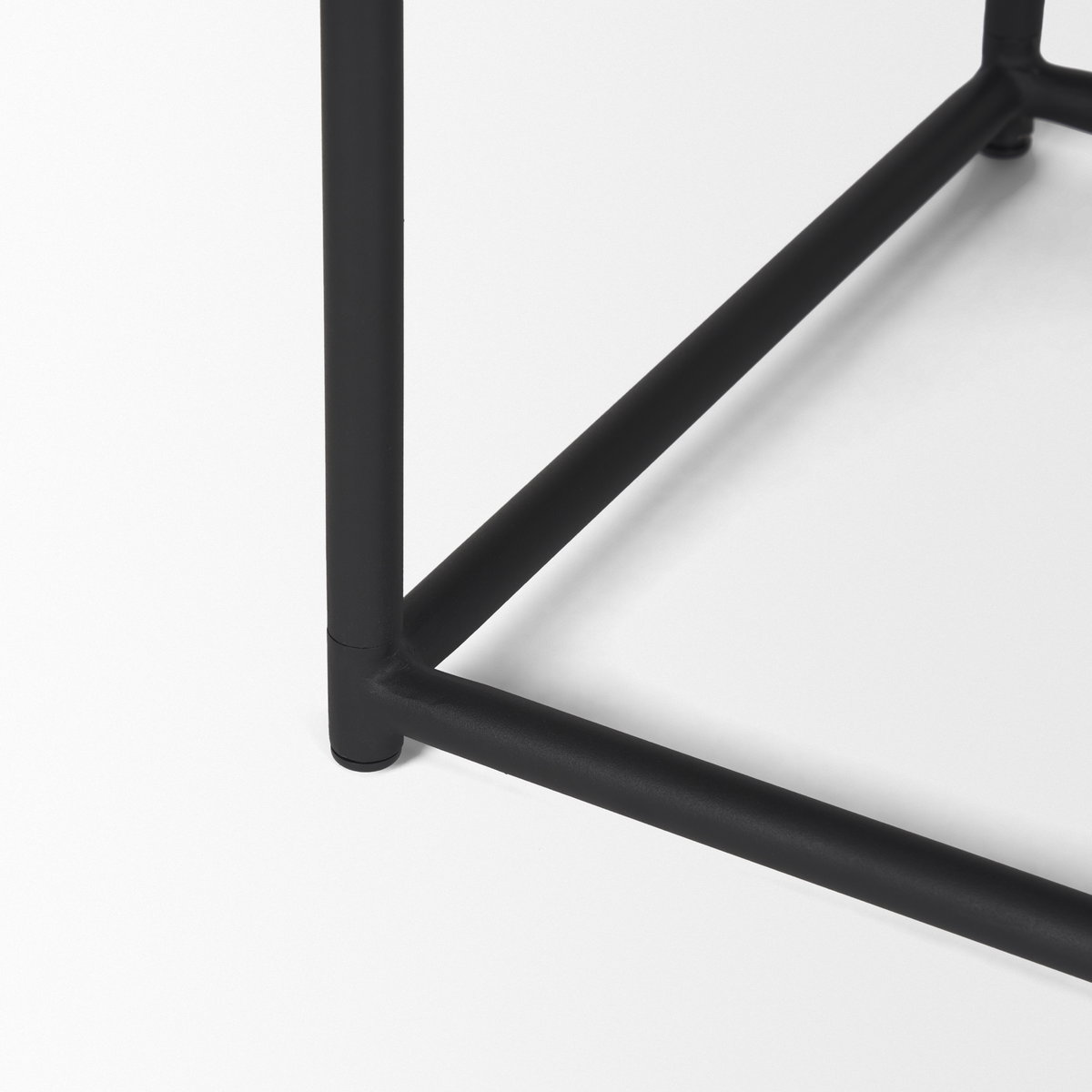 Taniel Black Leather with Black Metal Stool, Ottoman by Mercana, 23.25" length x 16" width x 17.5" height View 7