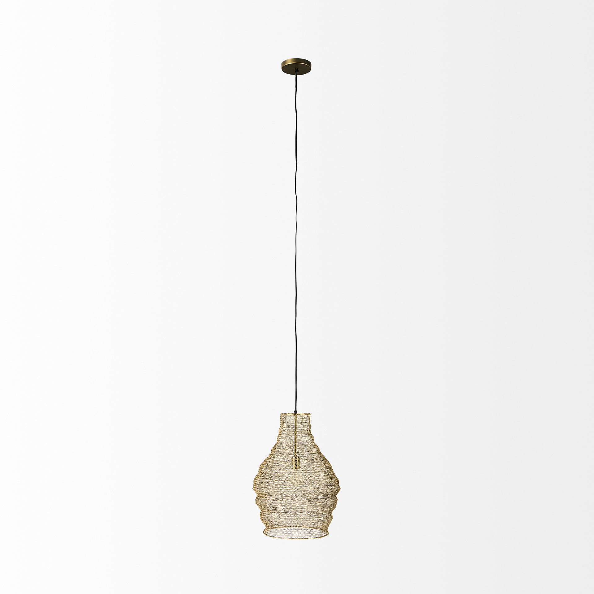 Halycon  Gold Mesh and Iron Pendant Light, by Mercana, 16" length x 16" width x 20" height View 3