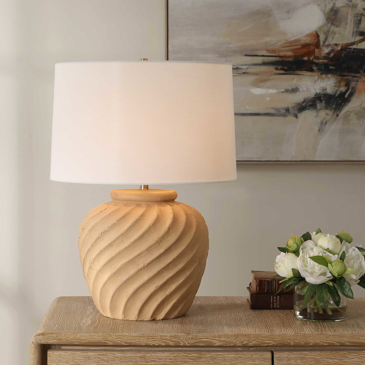 Farai Terracotta Table Lamp, by Uttermost, 17" width x 23" height x 17" depth View 2
