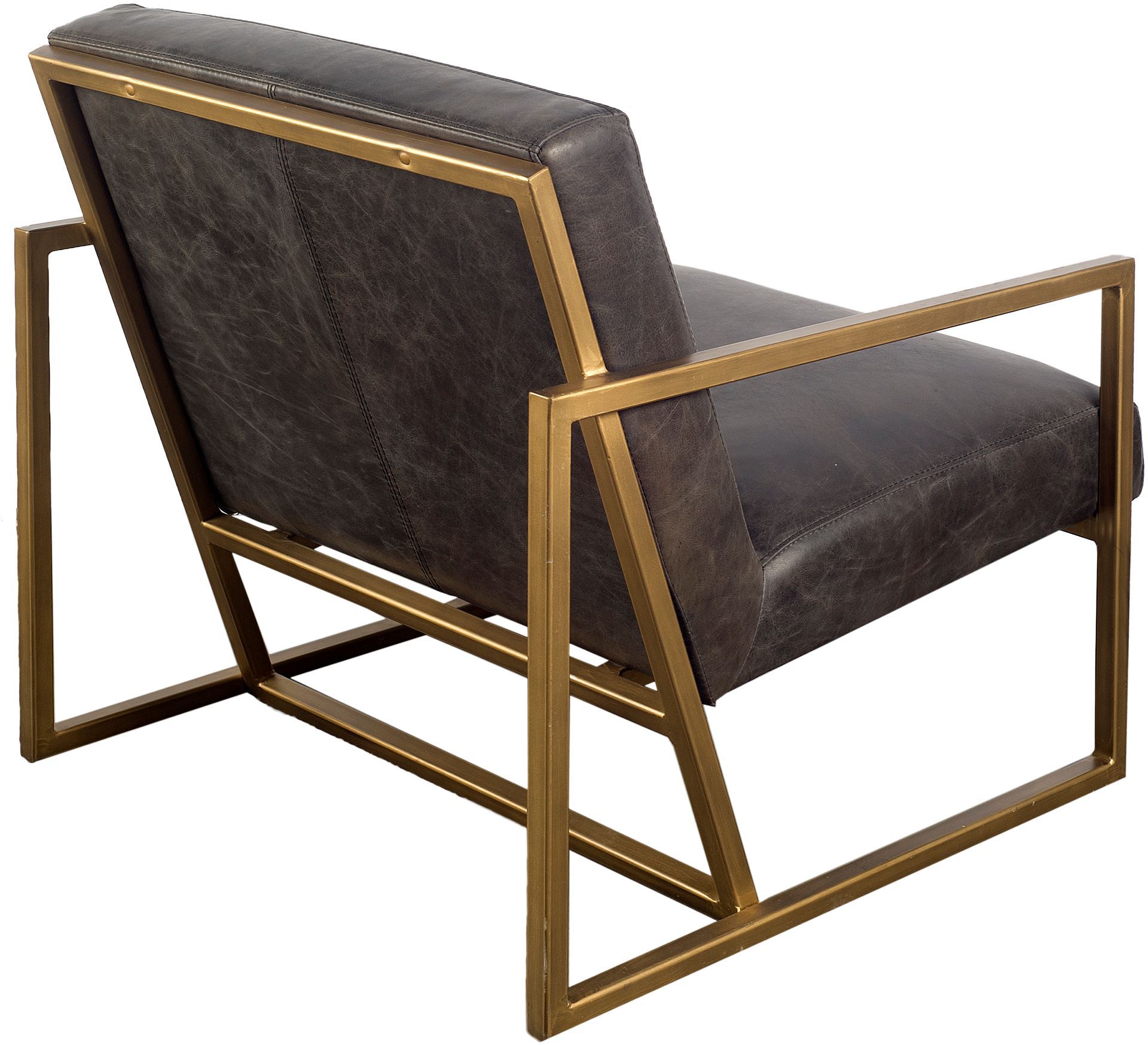 Armelle I Black Leather Seat with Gold Metal Frame Accent Chair large image 