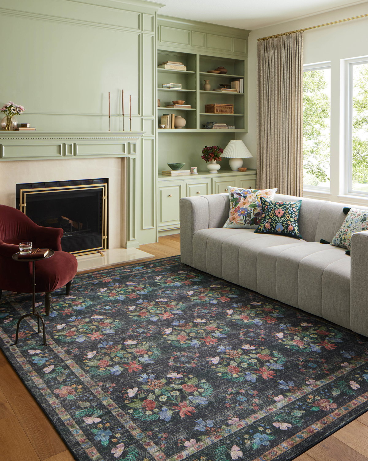 Rifle Paper Co. x Loloi Courtyard Rug, 1'6" length x 1'6" width View 2