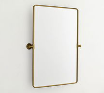 Online Designer Bathroom Vintage Rounded Rectangle Pivot Mirror, Tumbled Brass, 27x35"