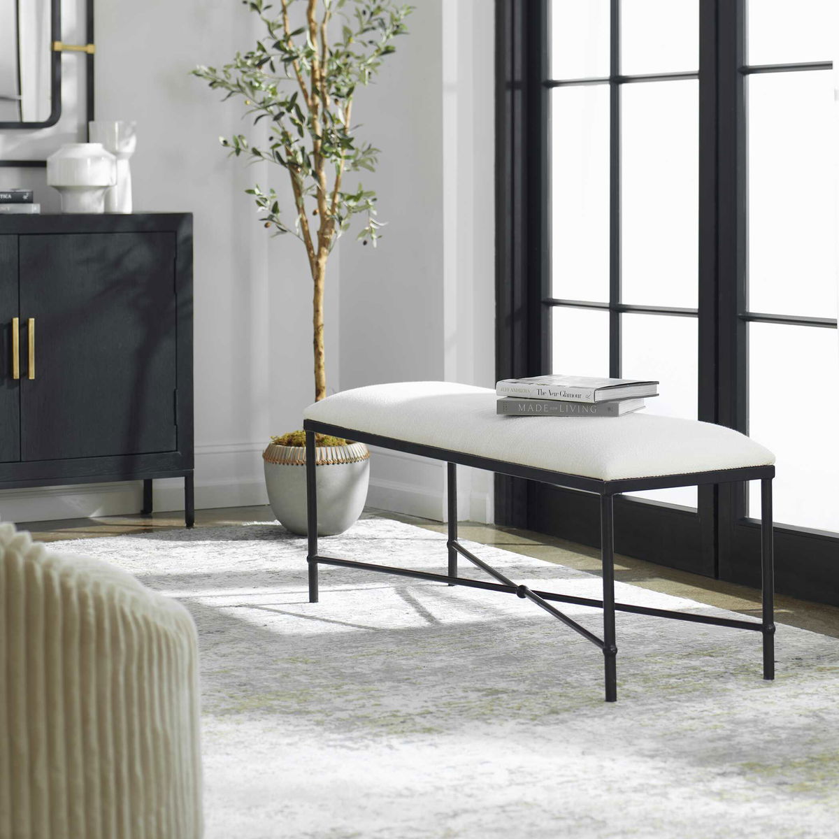 Avenham Black Framed Bench, Benche by Uttermost, 50.5" width x 20.25" height x 16.25" depth View 2