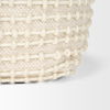Sakaye Beige with Cream Stitched Patterned Pouf, Ottoman by Mercana, 16" length x 16" width x 16" height thumbnail 10