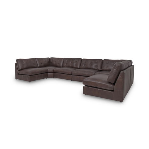 Thurlow U Shaped Modular Armless Sectional espresso Brown Leather