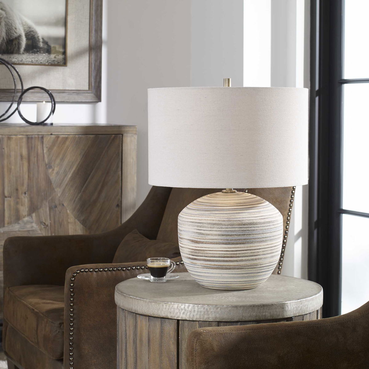 Prospect Striped Accent Lamp, Table Lamp by Uttermost, 17" width x 22" height x 17" depth View 2