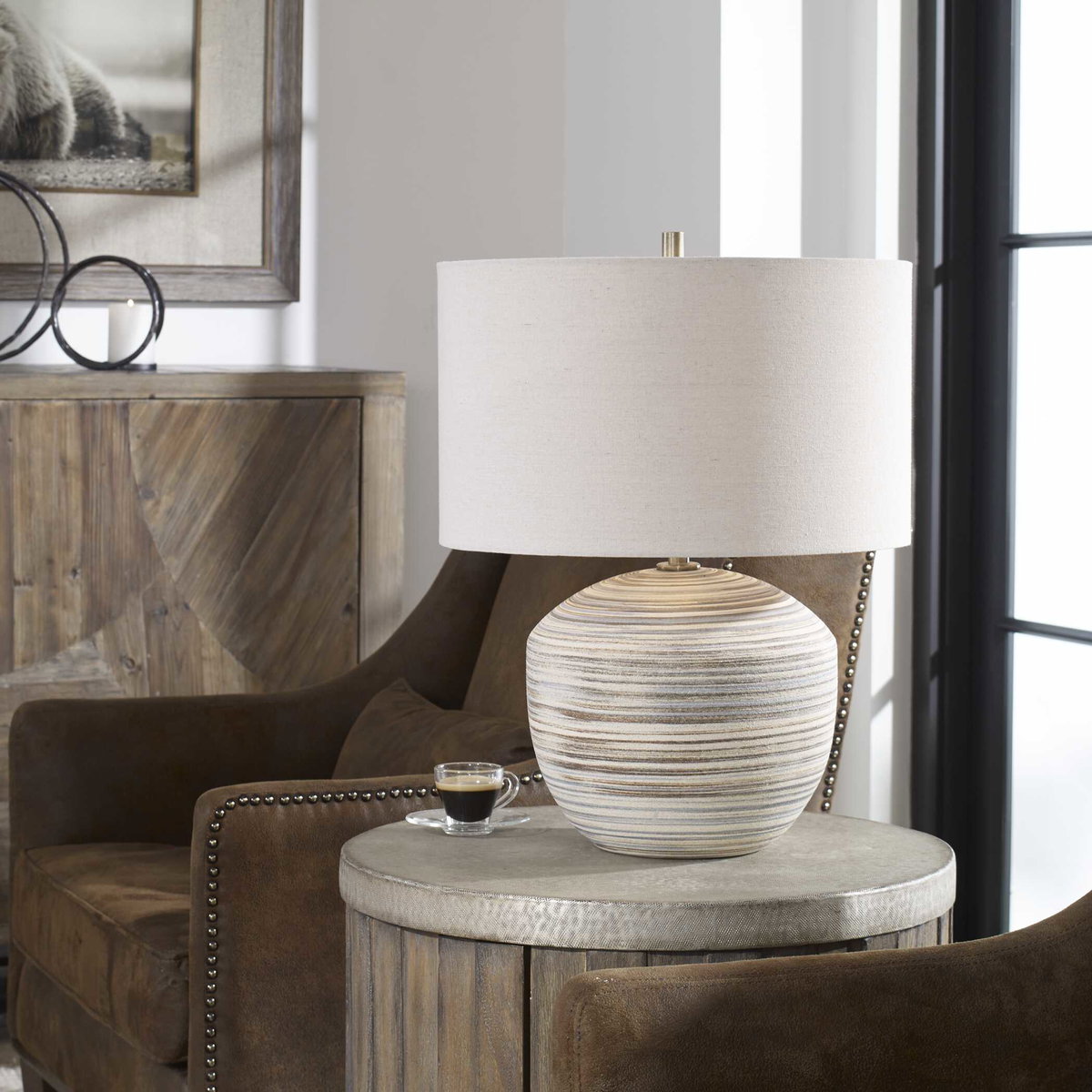 Prospect Striped Accent Lamp, by Uttermost, 1'5" width x 1'10" height x 1'5" depth View 2