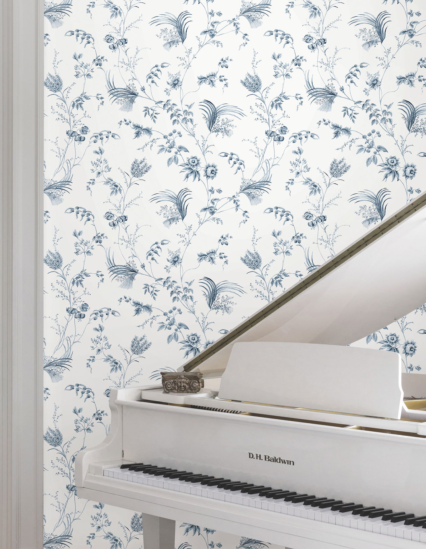 Floral Lace Navy Wallpaper large image 