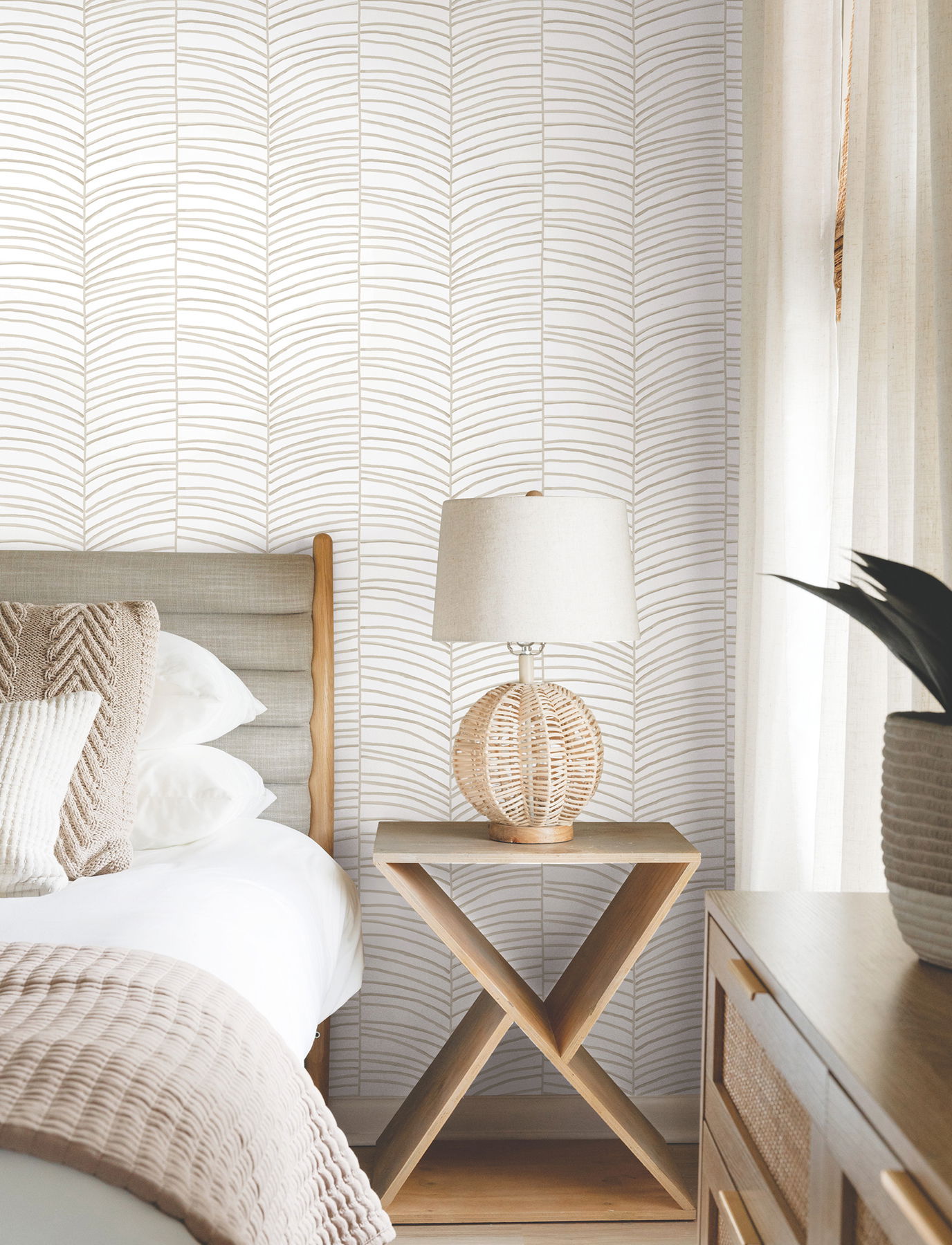Cascade Palm Chevron Dune Wallpaper large image 