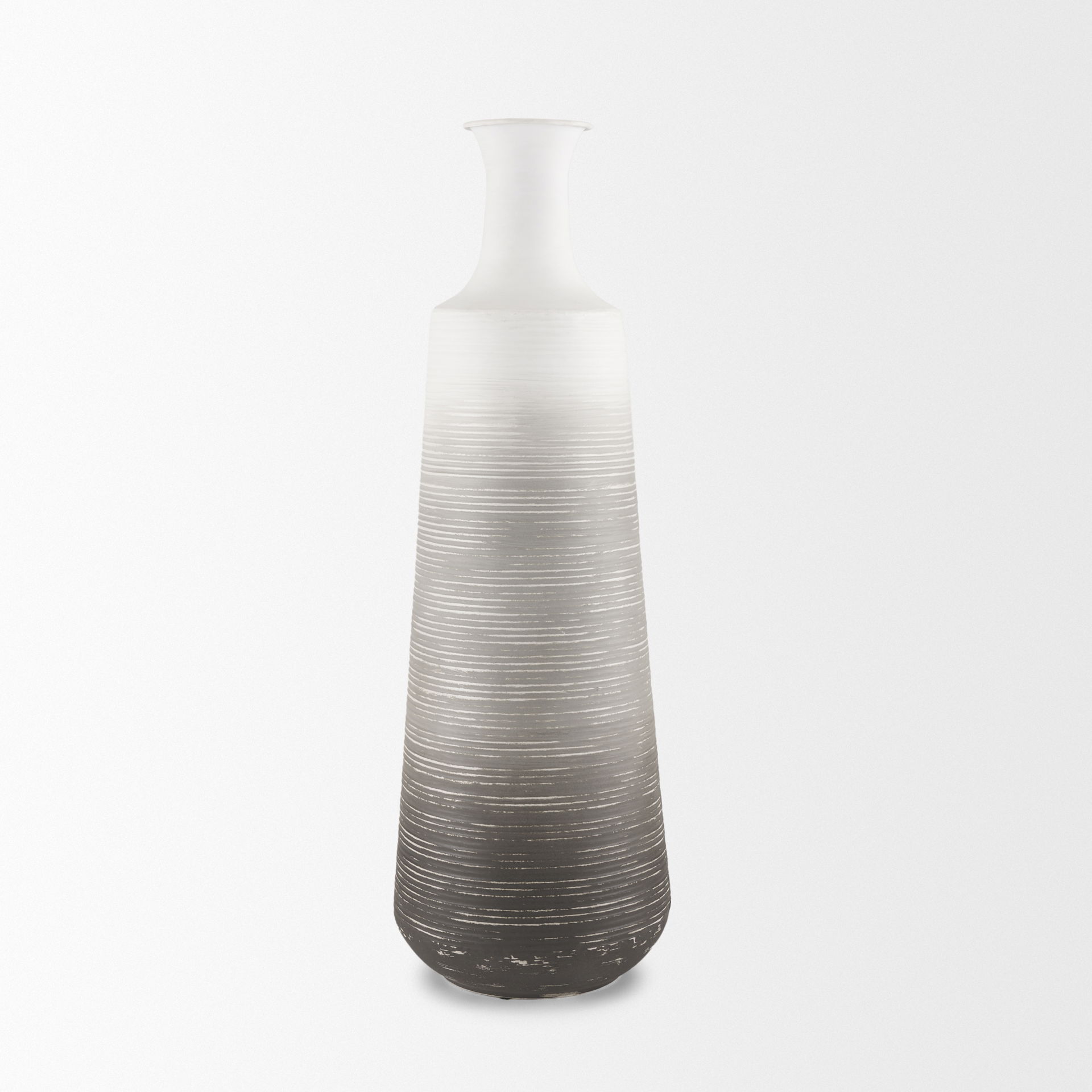 Toru Tall White with Grey Ombre Metal Vase, by Mercana, 7.87" length x 7.87" width x 23.62" height View 4
