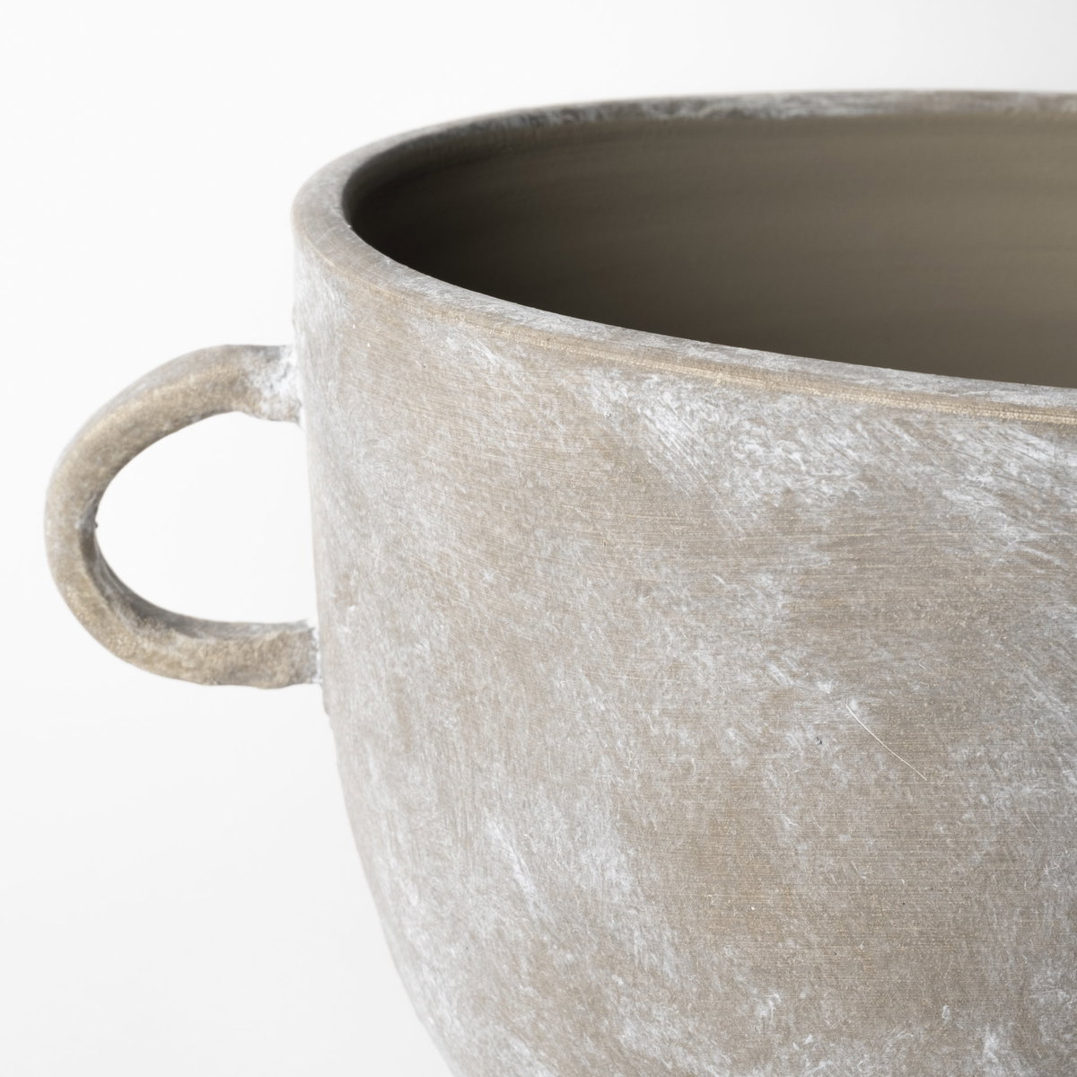 Deya Large Rustic Brown Ceramic Vase, by Mercana, 14.17" length x 10.83" width x 9.84" height View 7