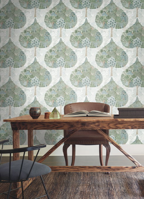 Mystic Forest Green & Teal Wallpaper