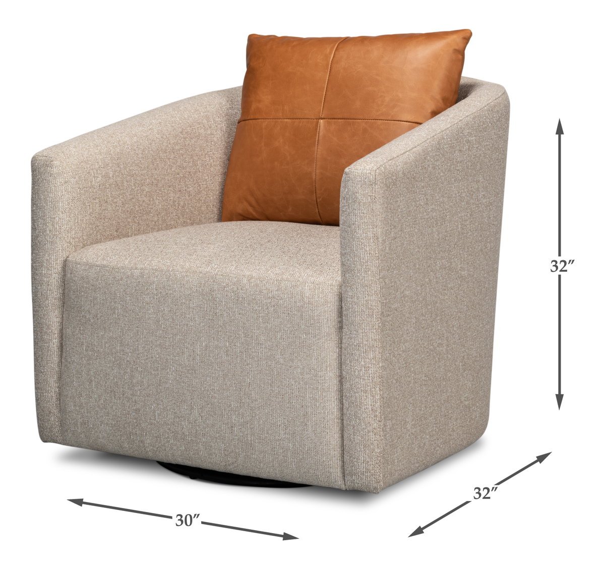 Bronson Swivel Chair, by Sarreid, 2'8" length x 2'6" width x 2'8" height View 13