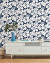 Hibiscus Arboretum Navy Wallpaper, by York Wall, 33' length x 1'8.5" width x 0.02" depth thumbnail 2