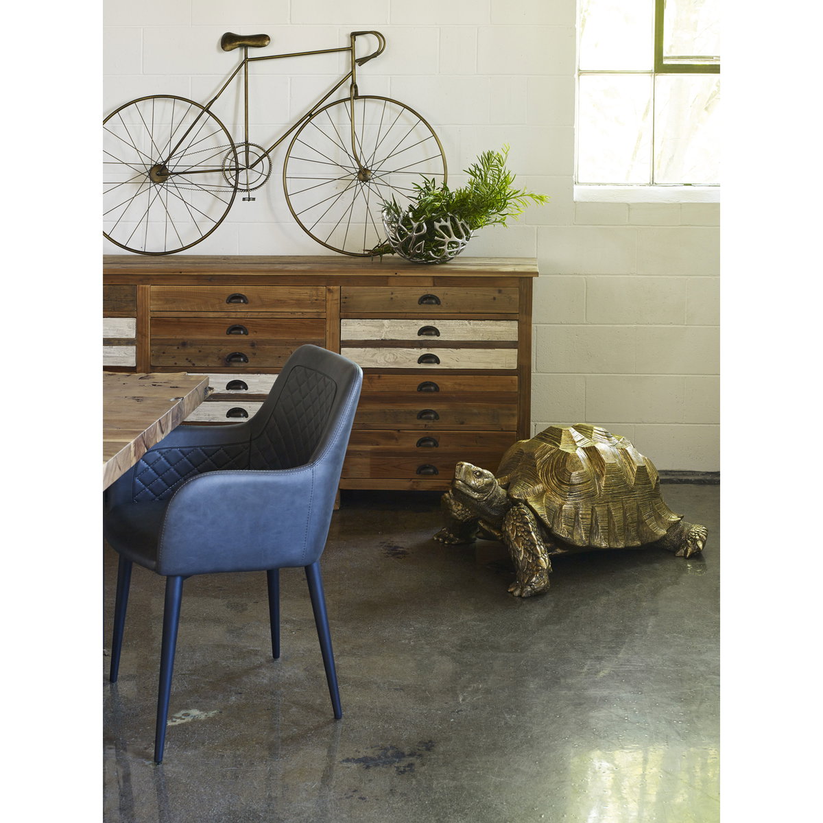 Cantata Dining Chair Slate Vegan Leather - Set Of Two, by Moe's Home, 22" width x 34.6" height x 23" depth View 10