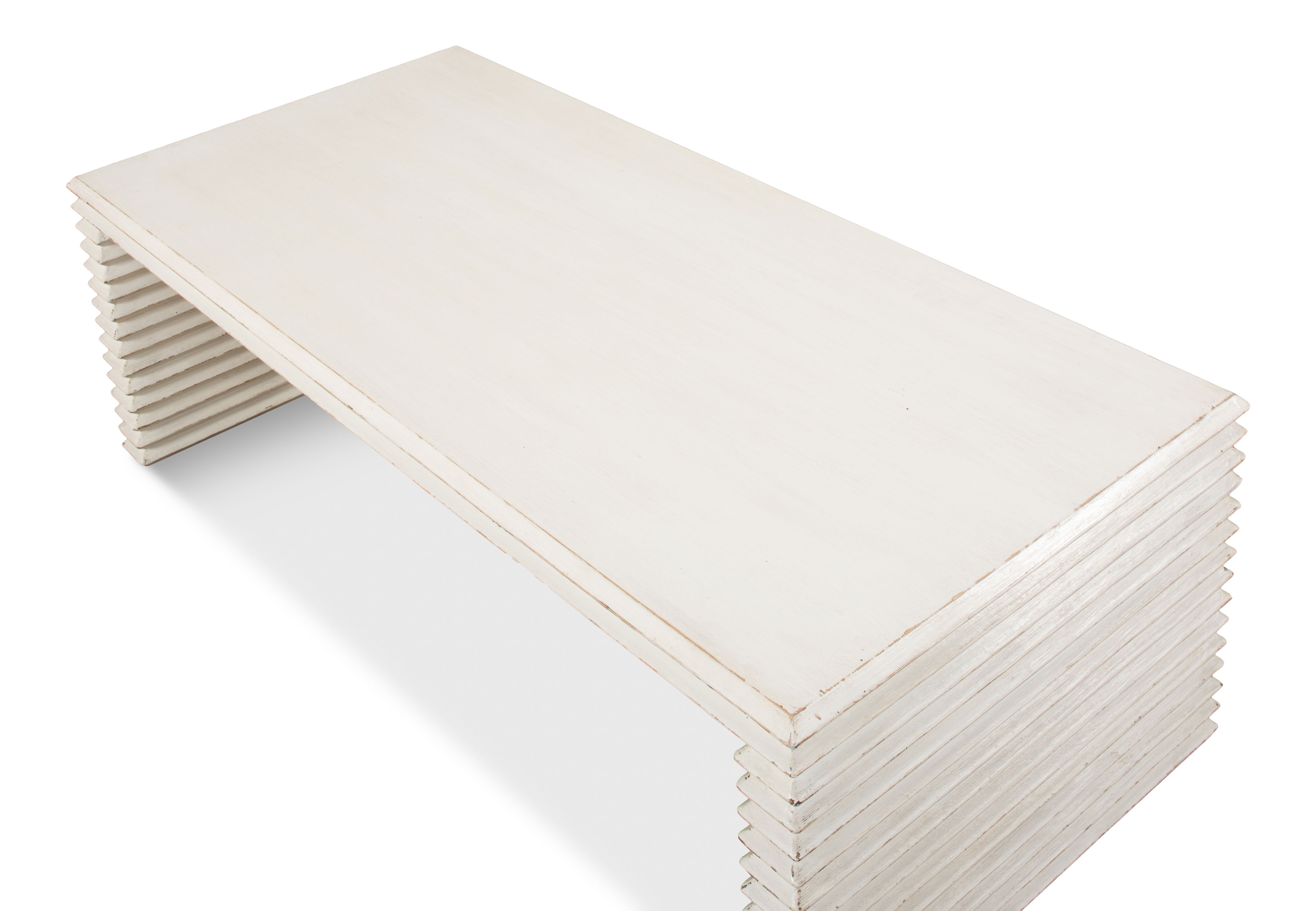 Stacked Cocktail Table, Antique White, Coffee Table by Sarreid, 55" length x 26" width x 18" height View 6