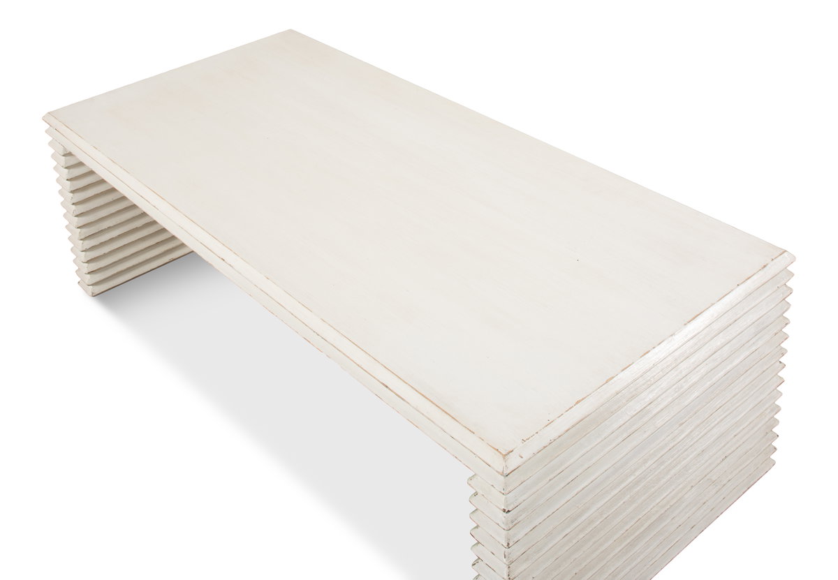 Stacked Cocktail Table  Antique White, by Sarreid, 2'2" length x 4'7" width x 1'6" height View 6