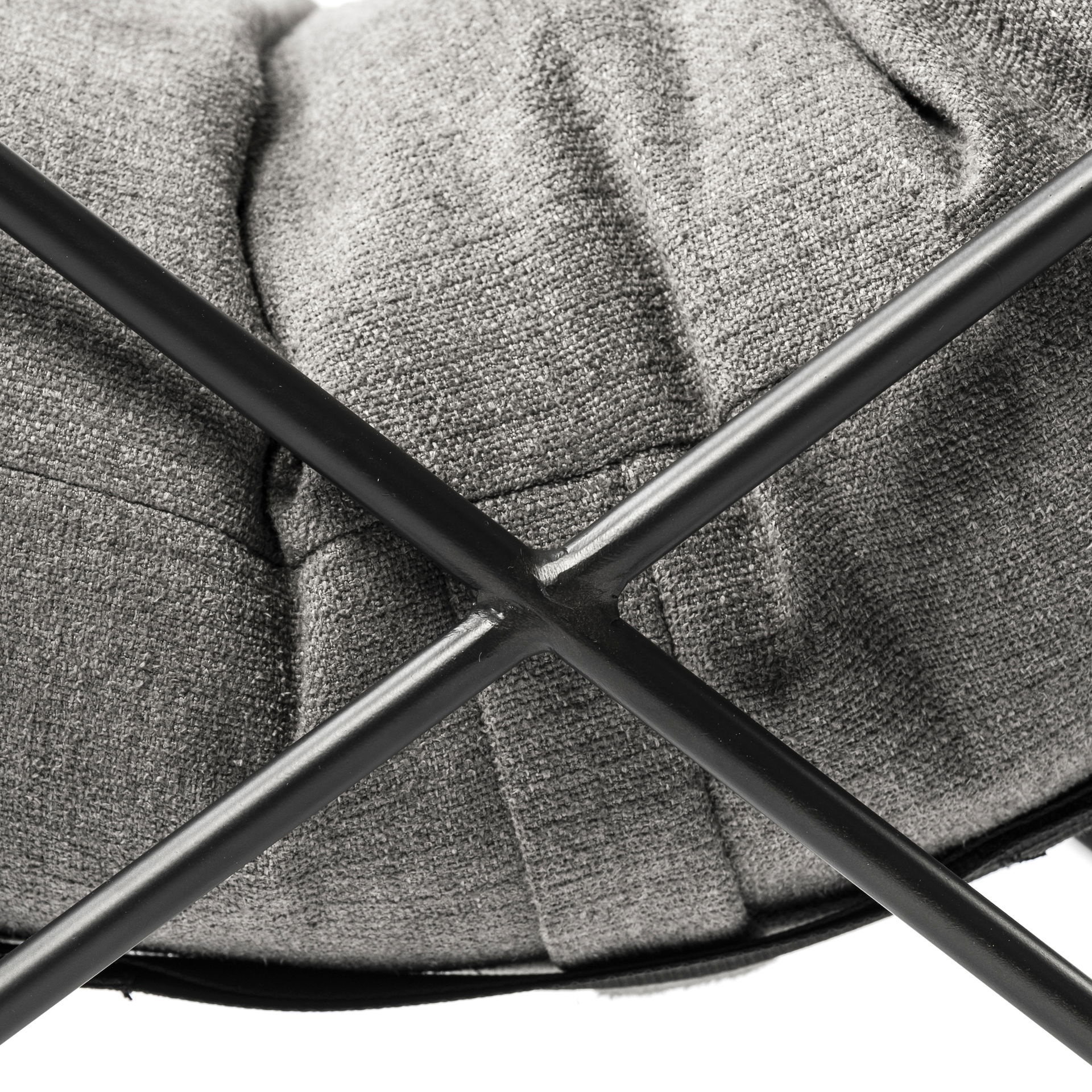 Leonidas 28.5L x 29.5W x 34.0H  Grey Fabric Wrap Black Metal Frame Accent Chair, by Mercana, 28.74" length x 29.92" width x 24.02" height View 14