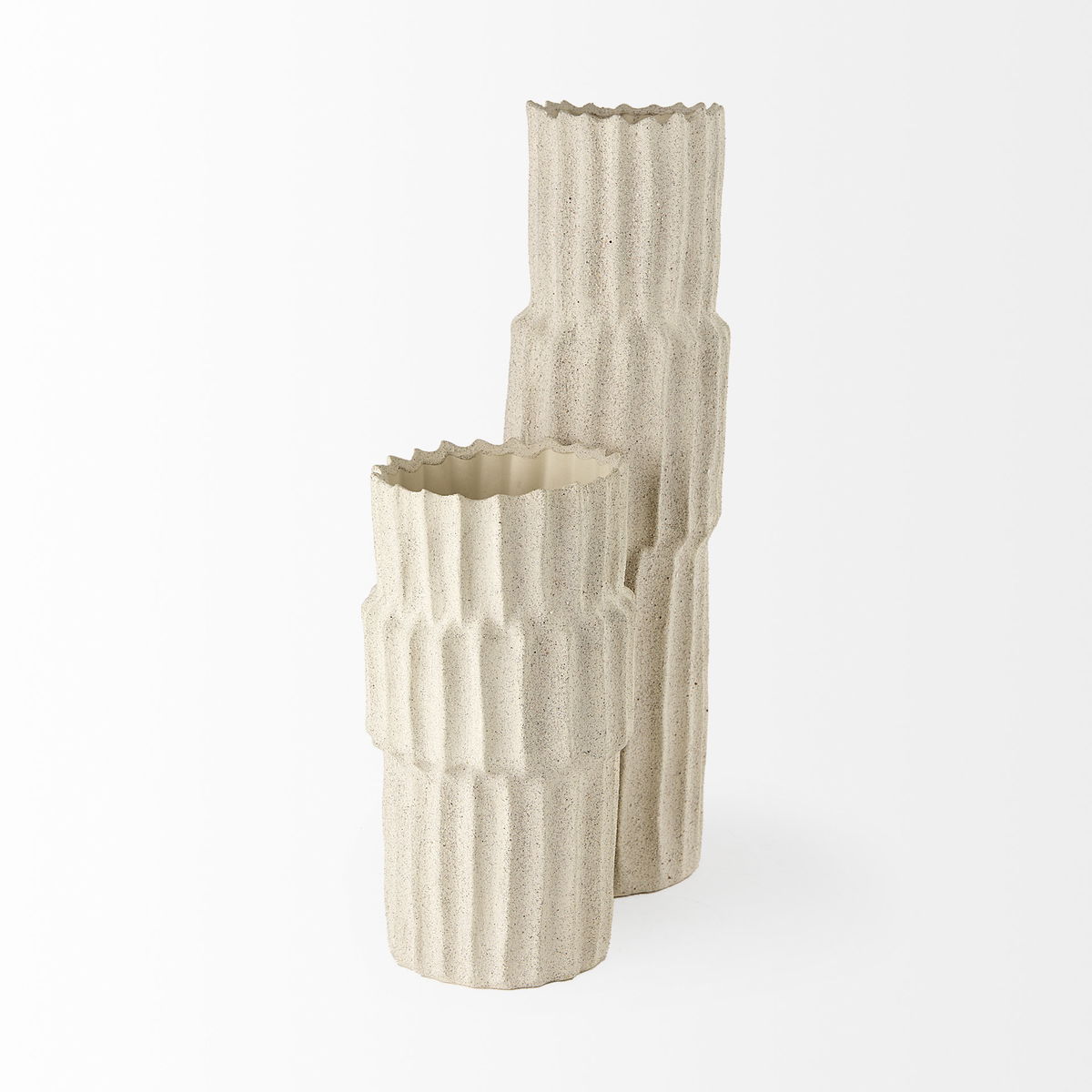 Cardon 23.0H Cream Ceramic Vase, by Mercana, 6.69" length x 6.69" width x 23.03" height View 7