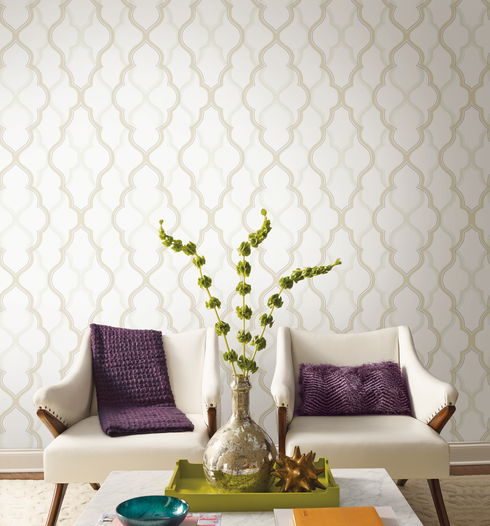 Double Damask Cream Wallpaper