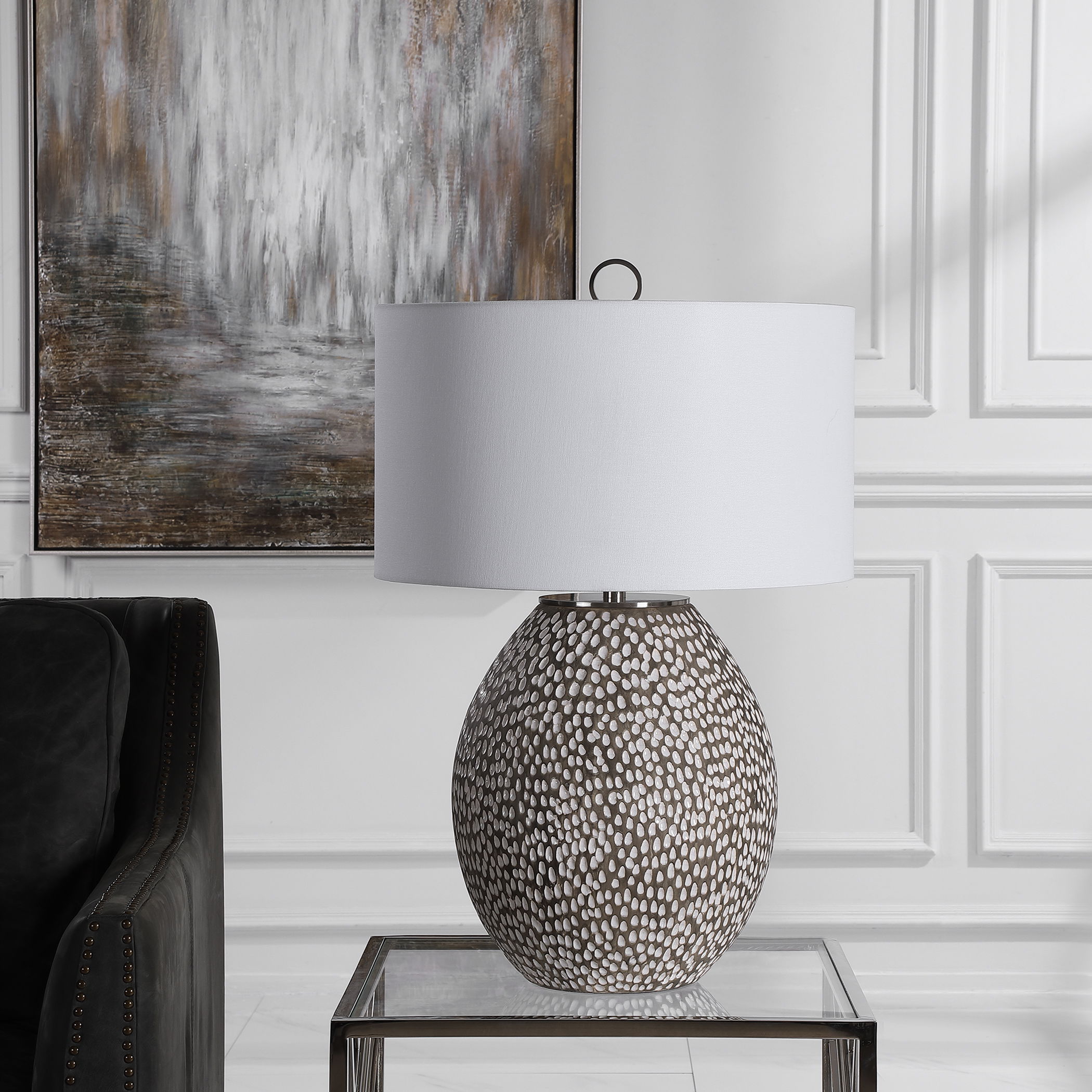 Cyprien Gray White Table Lamp large image 