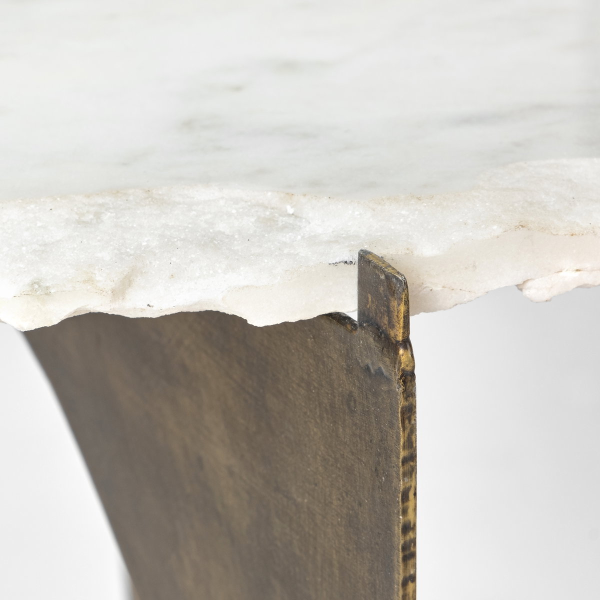 Reinhold II 21L x 21W x 21H Round Live-Edge Marble Top and Gold Metal Base Side/End Table, Side & End Table by Mercana, 20" length x 20" width x 21" height View 8