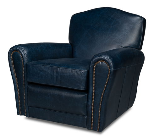 Elite French Club Swivel Chair, Blue