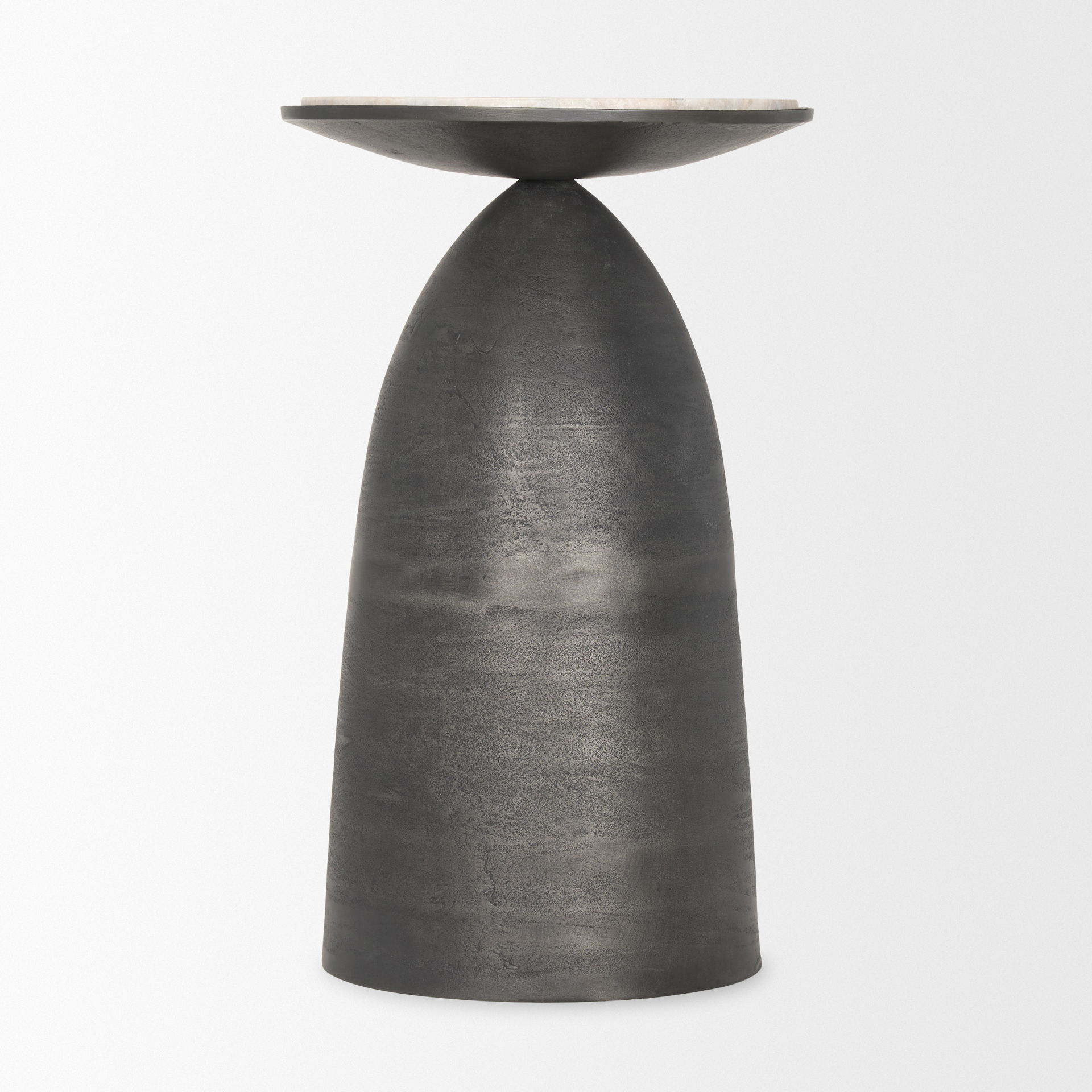 Russo Gunmetal Cast Aluminum with Brown Marble Accent Table large image 