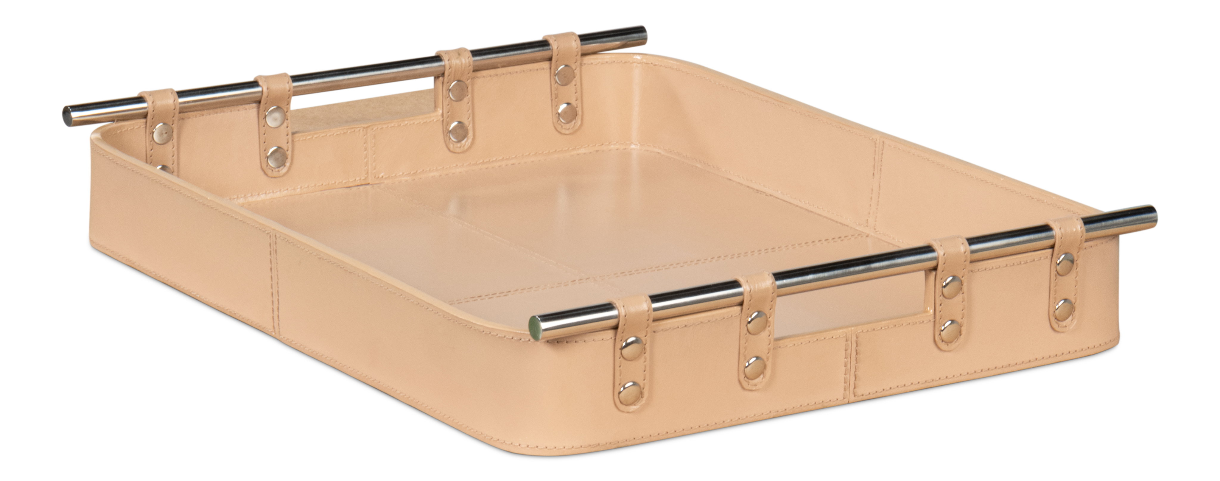 Safari Leather Tray, Mushroom, Decor by Sarreid, 19" length x 15" width x 2" height View 9