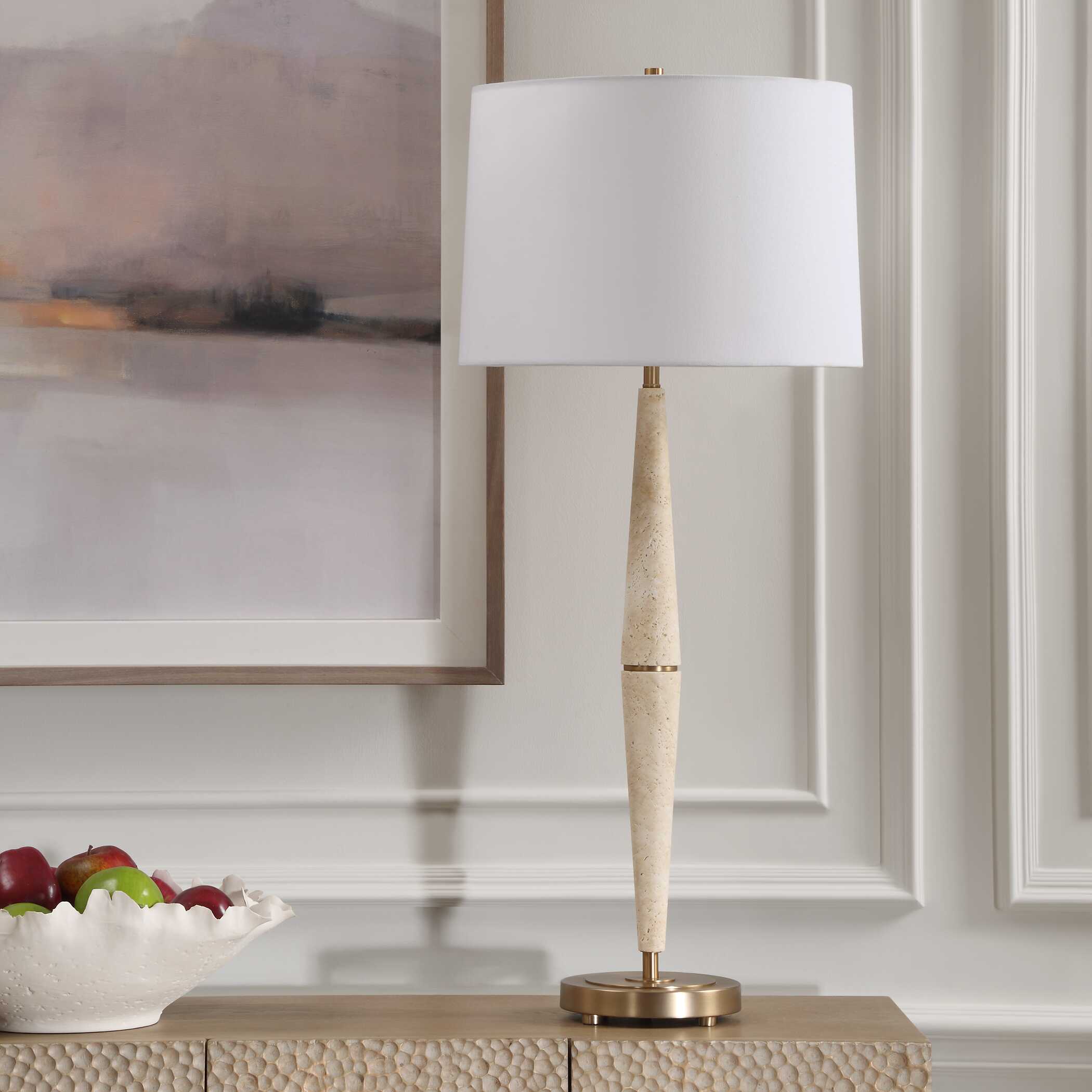 Palu Travertine Table Lamp, by Uttermost, 16" width x 37.5" height x 16" depth View 4